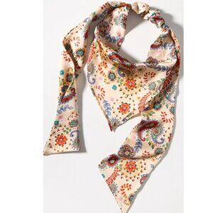 SIMPLY NOVA Satin Floral Paisley Headband Kerchief Hair Scarf, Cream